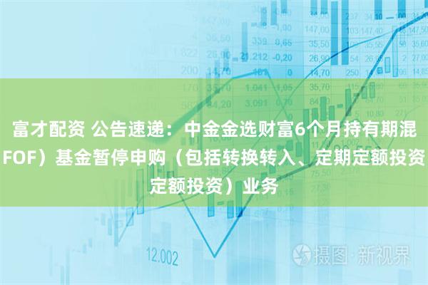 富才配资 公告速递：中金金选财富6个月持有期混合型（FOF）基金暂停申购（包括转换转入、定期定额投资）业务
