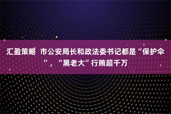 汇盈策略  市公安局长和政法委书记都是“保护伞”，“黑老大”行贿超千万