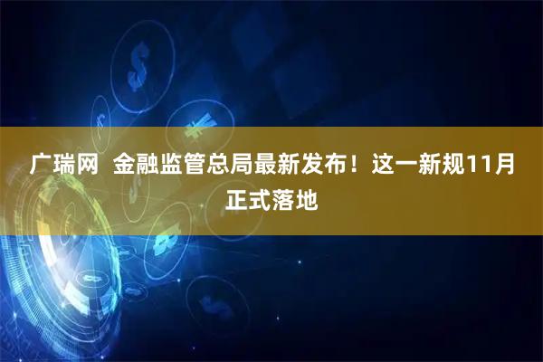 广瑞网  金融监管总局最新发布！这一新规11月正式落地