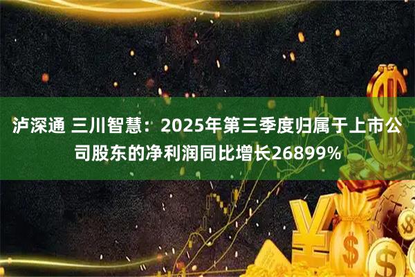 泸深通 三川智慧：2025年第三季度归属于上市公司股东的净利润同比增长26899%